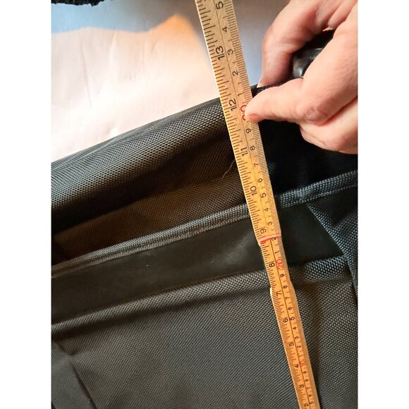 Black Nylon Messenger Bag With Multiple Compartments & Adjustable Strap - Picture 6 of 16